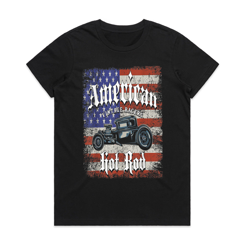 American Hot Rod – Vintage Muscle Car Patriotic T-Shirt