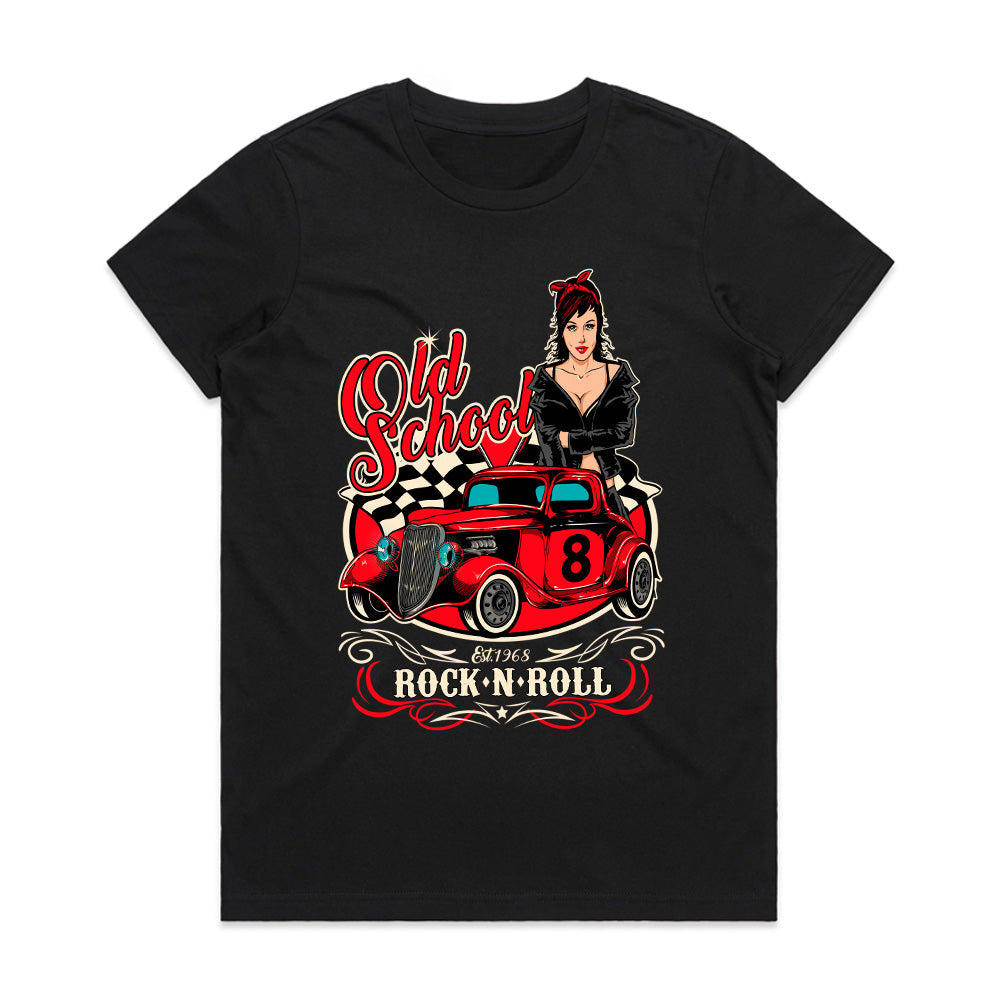 Old School Rock 'n Roll Hot Rod – Retro Pin-Up T-Shirt