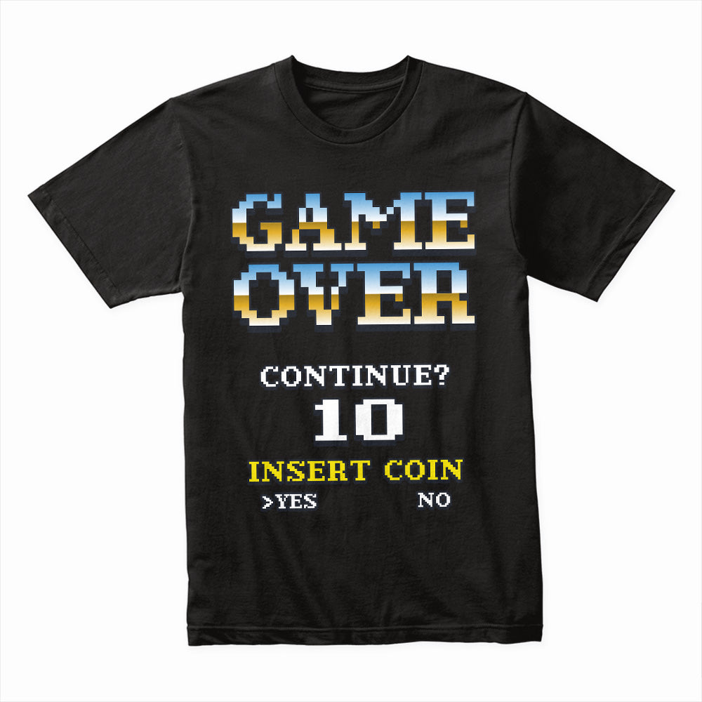 Retro Arcade Game Over" T-Shirt – Classic Pixel Design for Gamers