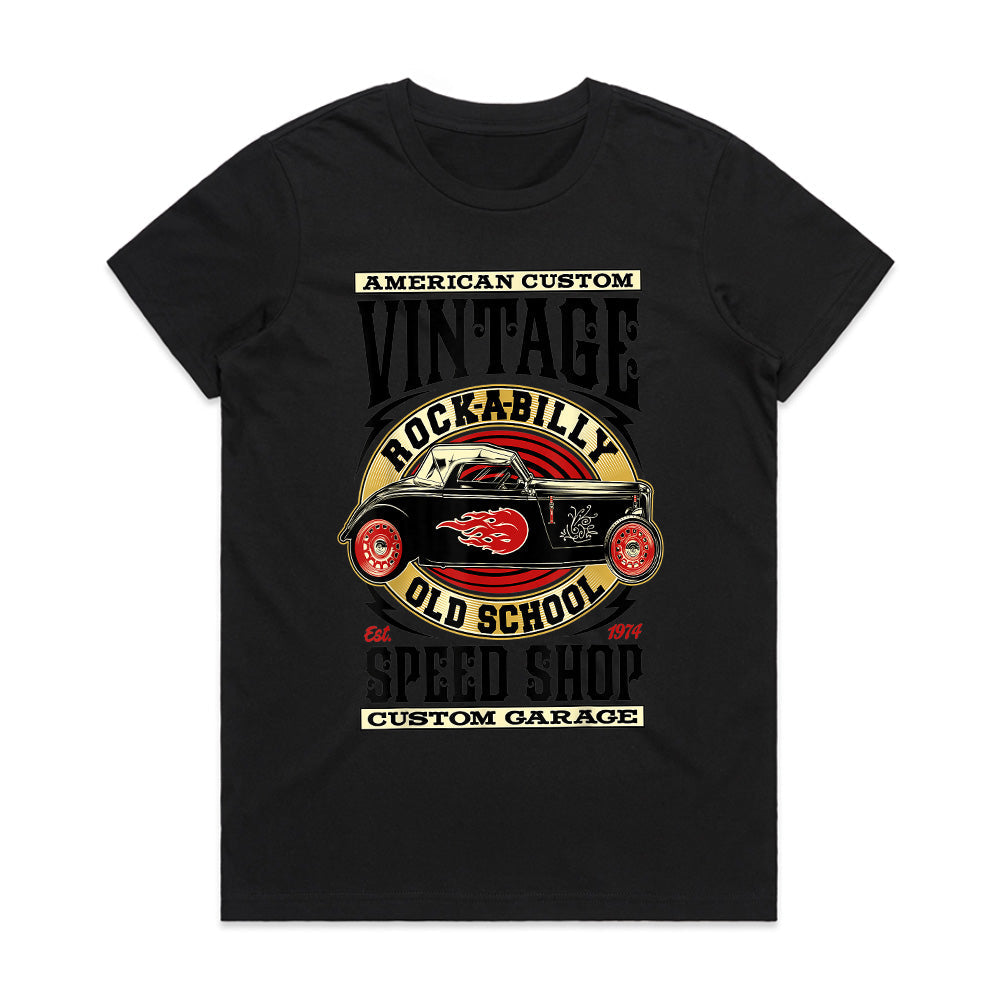 Vintage Rockabilly Hot Rod T-Shirt – Classic Speed Shop Custom Garage Tee
