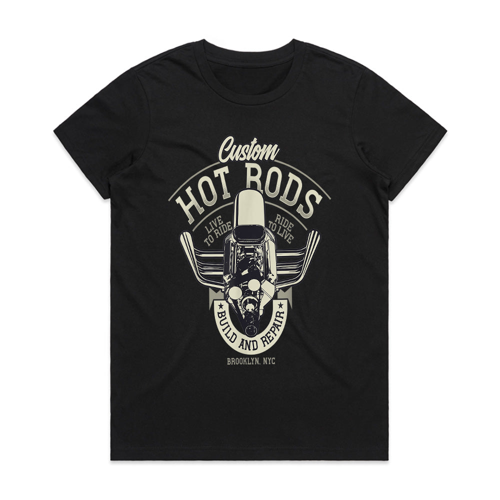 Custom Hot Rods T-Shirt – Vintage Build & Repair Motorcycle Engine Design