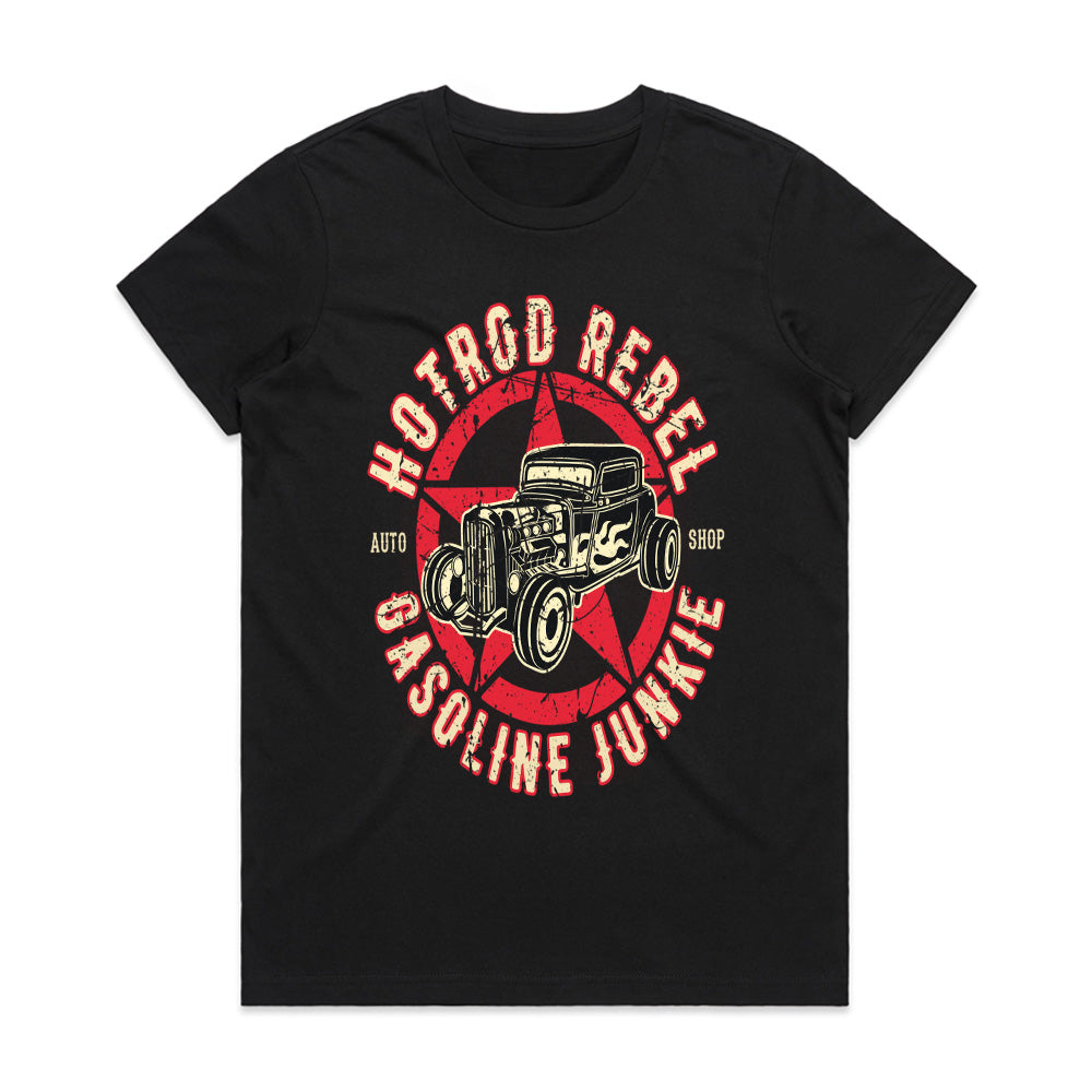 Hot Rod Rebel T-Shirt – Gasoline Junkie Vintage Old-School Muscle Car Tee