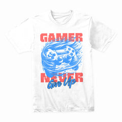 "Gamer Never Give Up" Motivational Gaming T-Shirt – Ultimate Gamer Spirit Tee