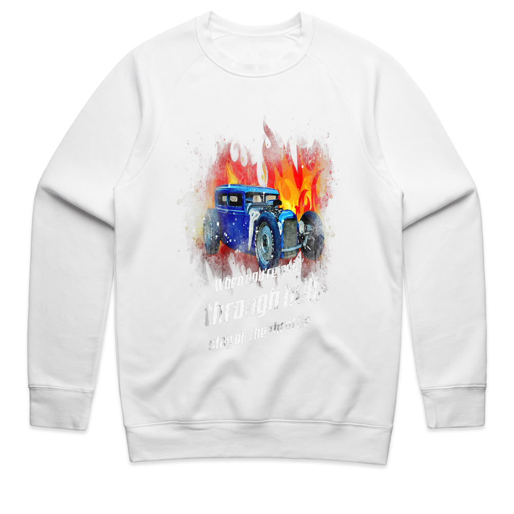 Hot Rod Racing T-Shirt  "When You're Goin' Through Hell, Stay on the Throttle"