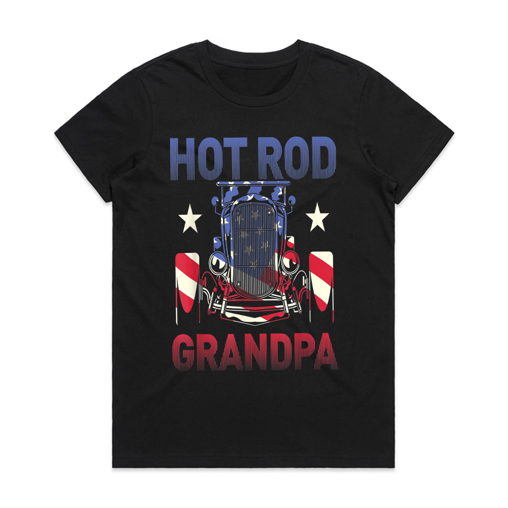 Hot Rod Grandpa – Patriotic American Flag Classic Car T-Shir
