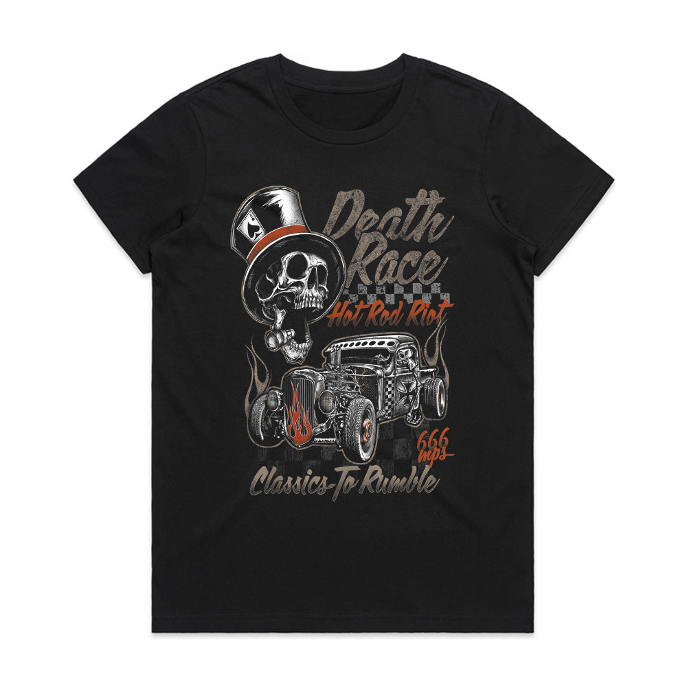 Death Race – Hot Rod Riot Skull Vintage Racing T-Shirt