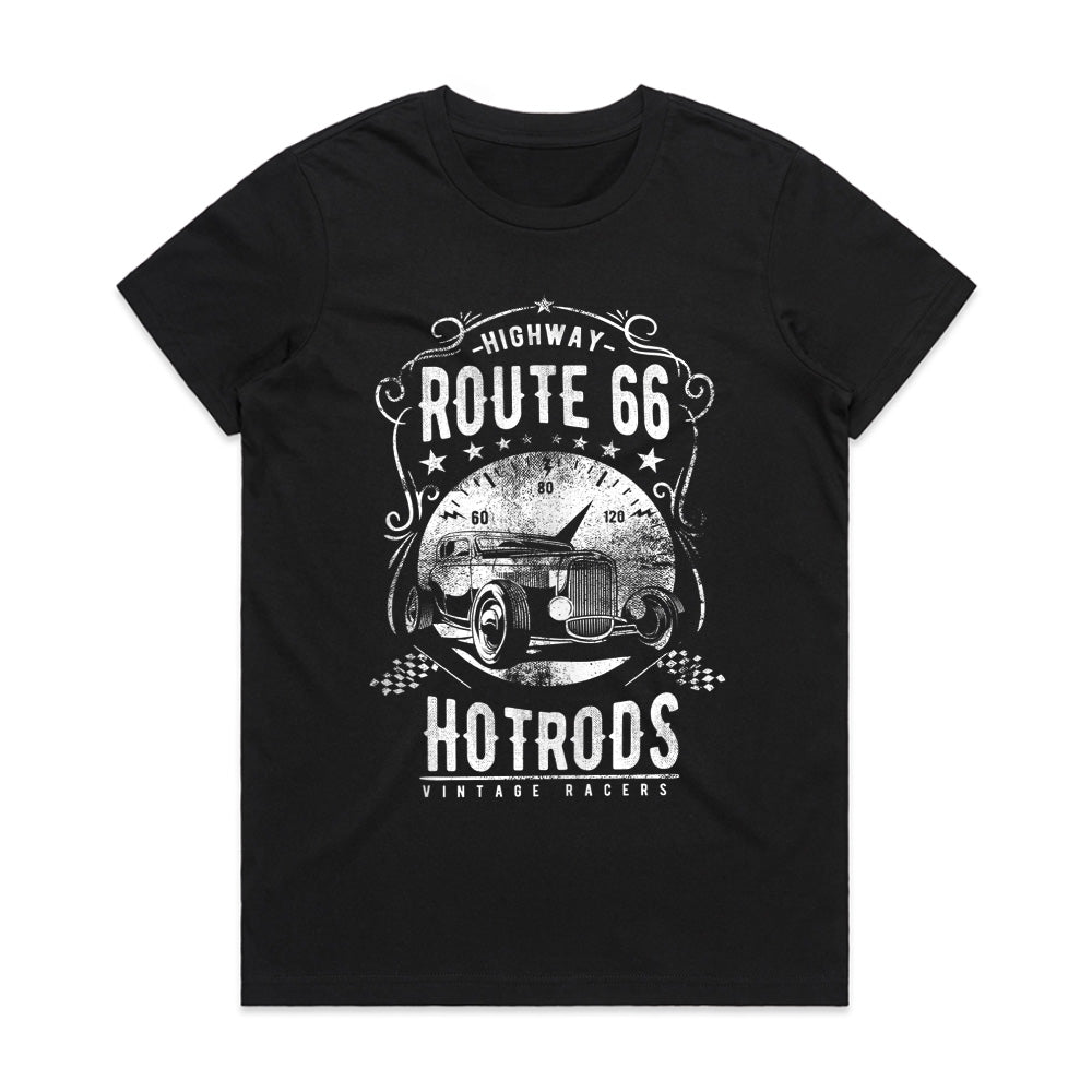 Route 66 Hot Rod T-Shirt – Vintage Highway Racer Classic Car Tee