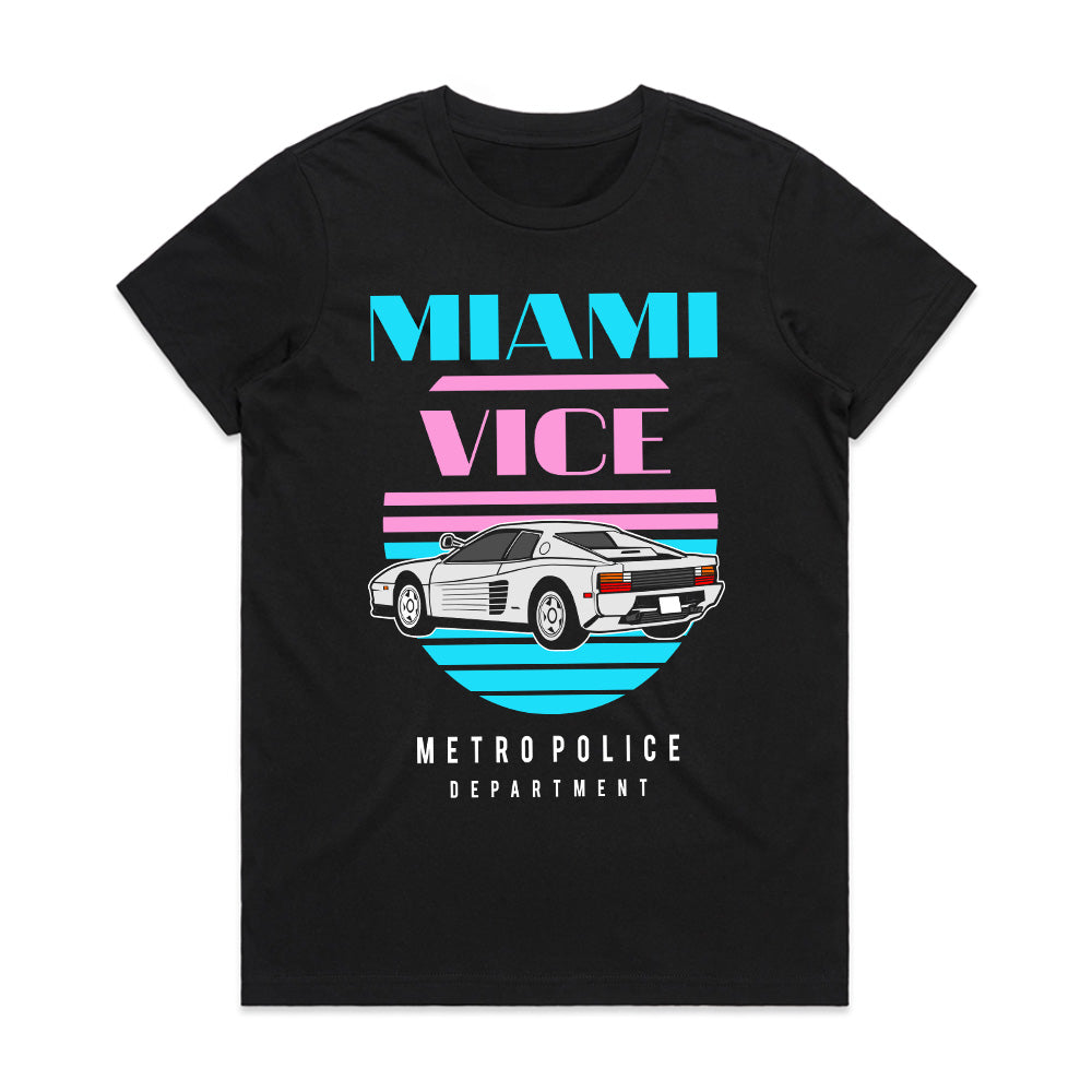 Miami Vice Retro 80s T-Shirt – Classic Supercar & Neon Aesthetic