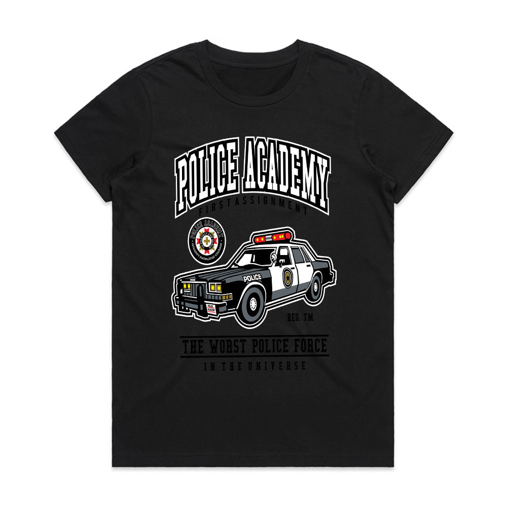 Police Academy Retro Patrol Car T-Shirt – Classic Law Enforcement Parody Tee