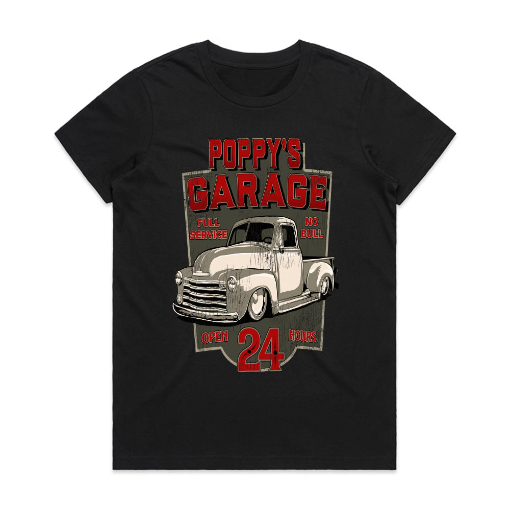 Poppy’s Garage Vintage Hot Rod T-Shirt – Classic Truck Retro Mechanic Tee