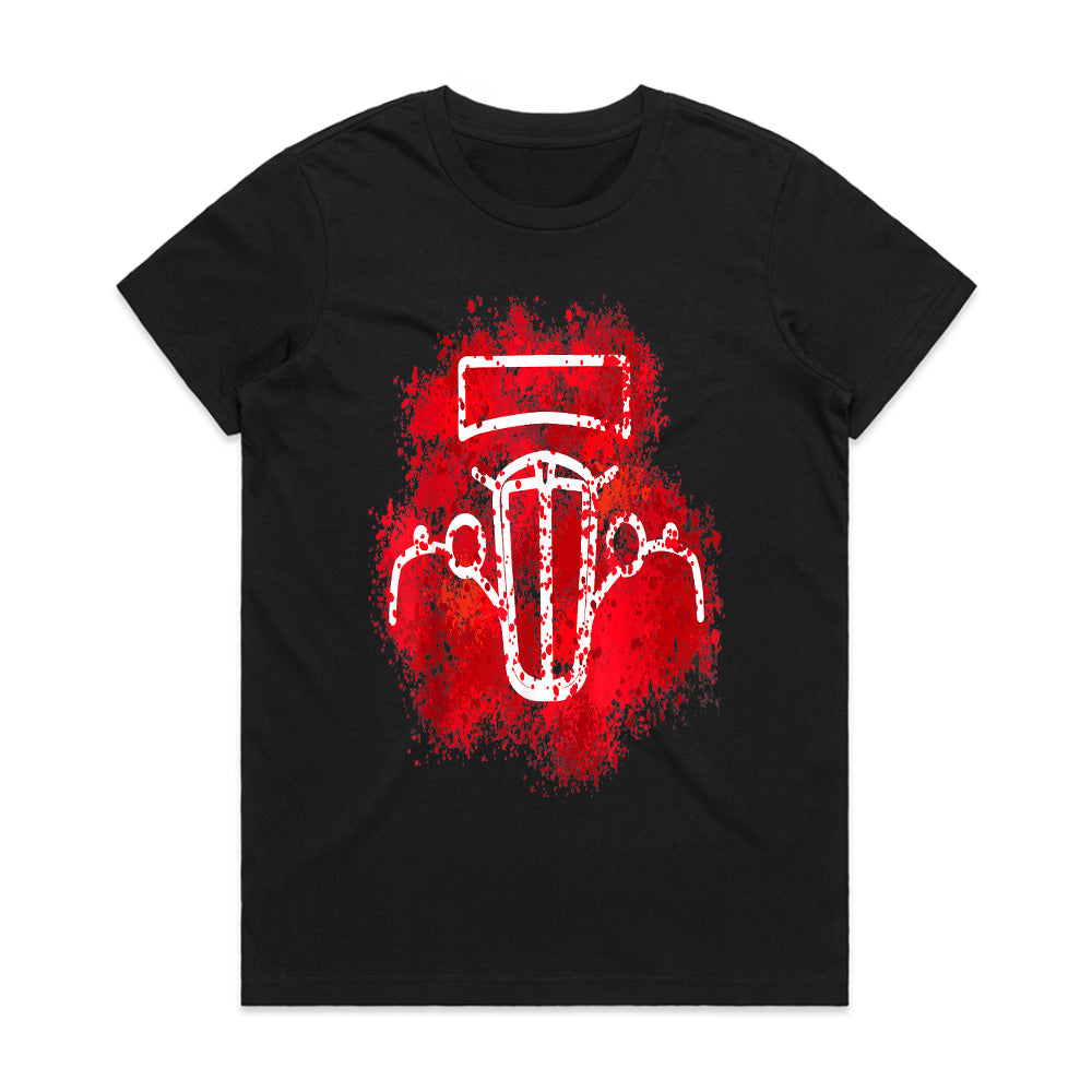 Red Splatter Vintage Hot Rod Outline T-Shirt – Classic Car Enthusiast Tee