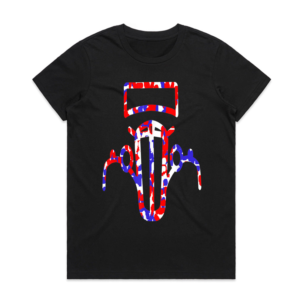 🇺🇸 Red, White & Blue Vintage Hot Rod Outline T-Shirt – Patriotic Classic Car Tee