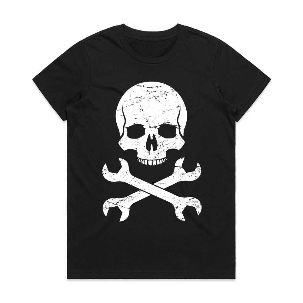 Skull & Crossed Wrenches T-Shirt – Vintage Mechanic & Rat Rod Enthusiast Tee
