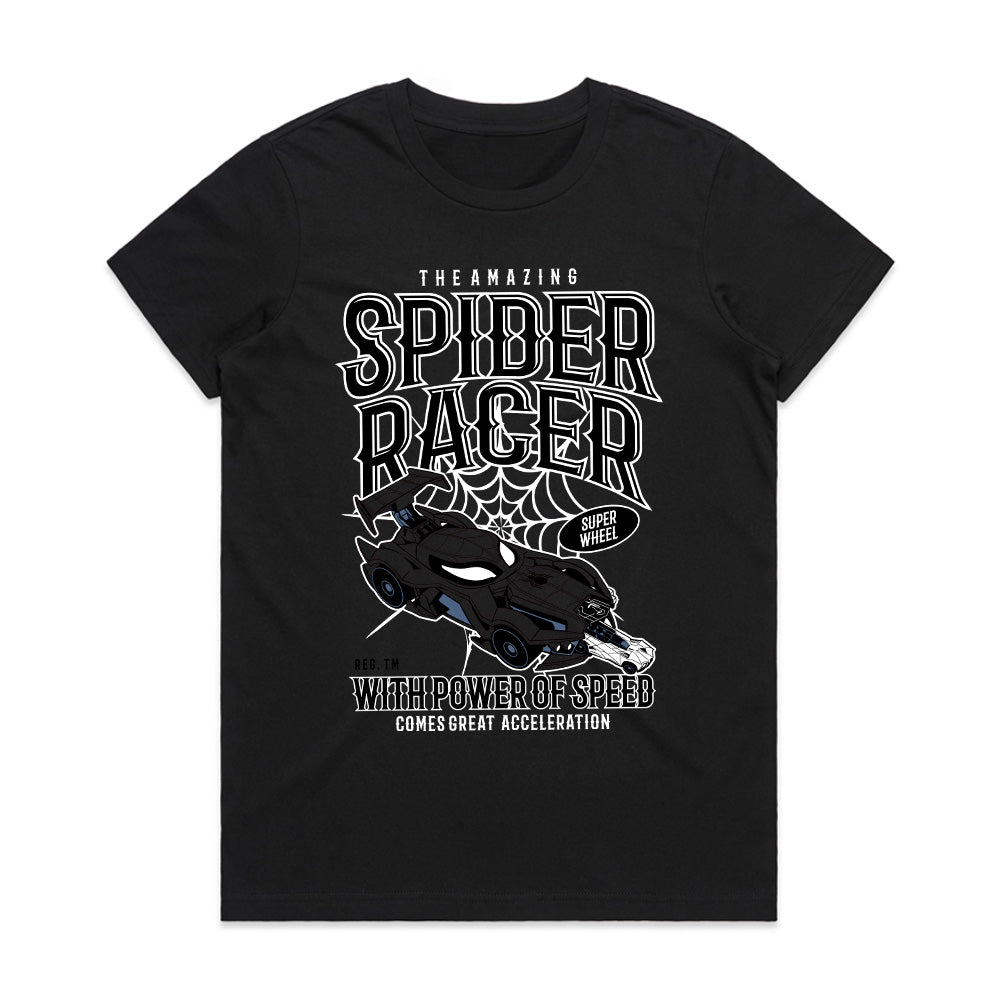 Spider Racer T-Shirt – High-Speed Web-Slinging Action!