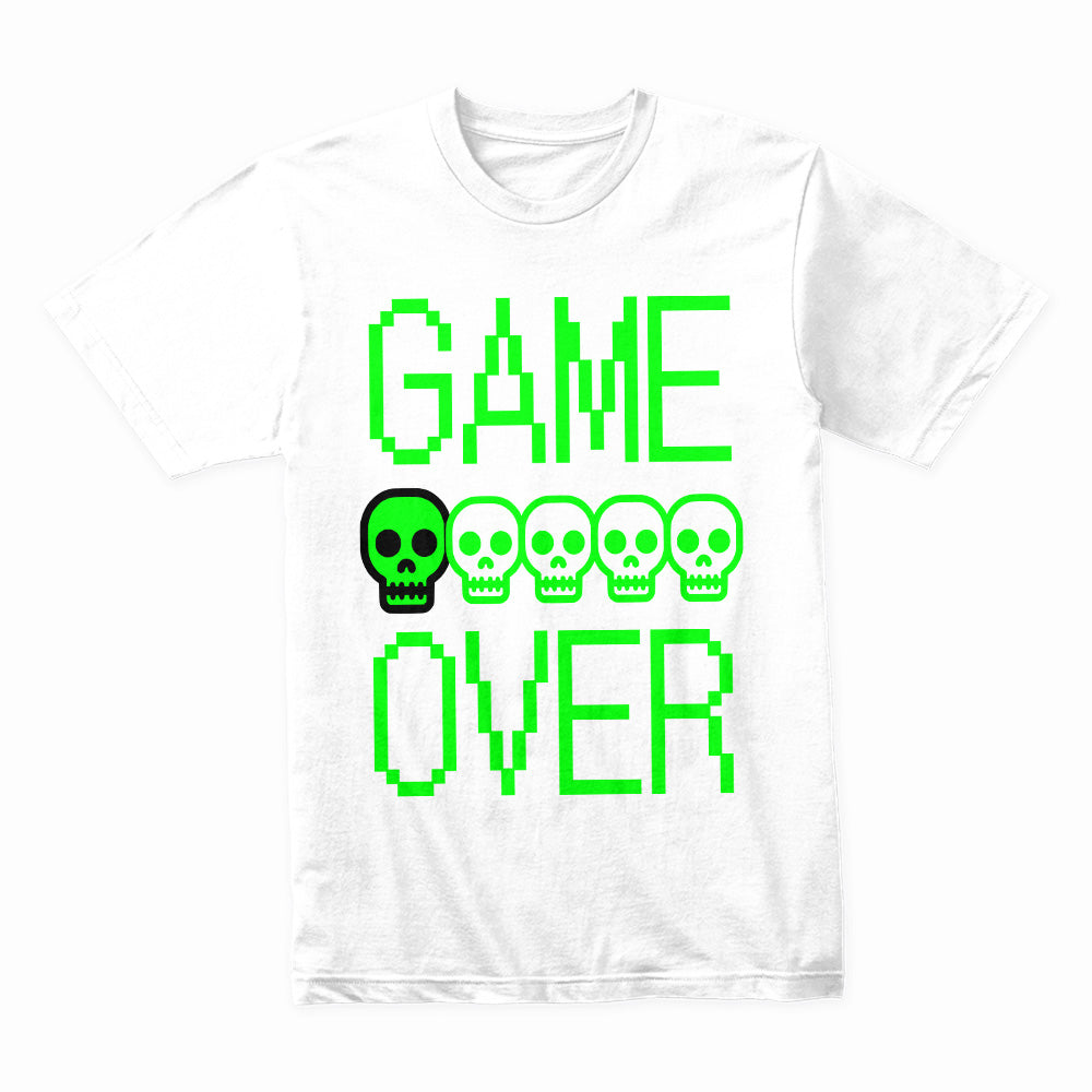 Retro Pixel "Game Over" T-Shirt – Neon Skull Gamer Tee