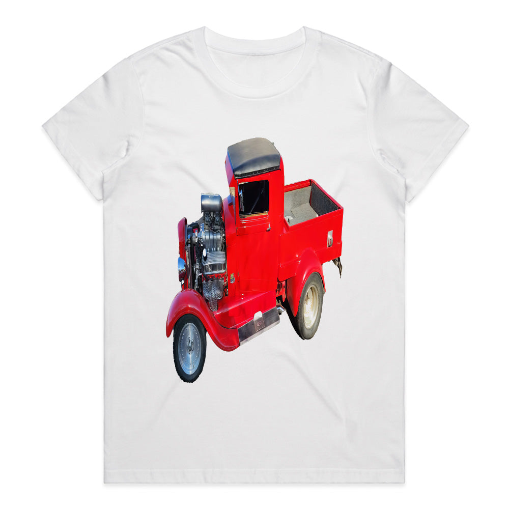Vintage Red Hot Rod Pickup Truck T-Shirt – Classic Power & Style!