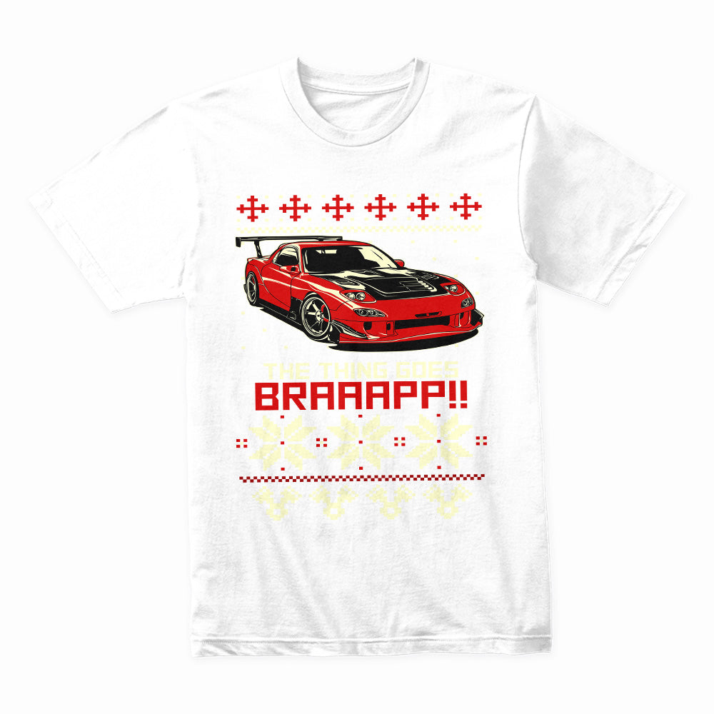 The Thing Goes BRAAAP!! – RX-7 Rotary Ugly Christmas Sweater T-Shirt