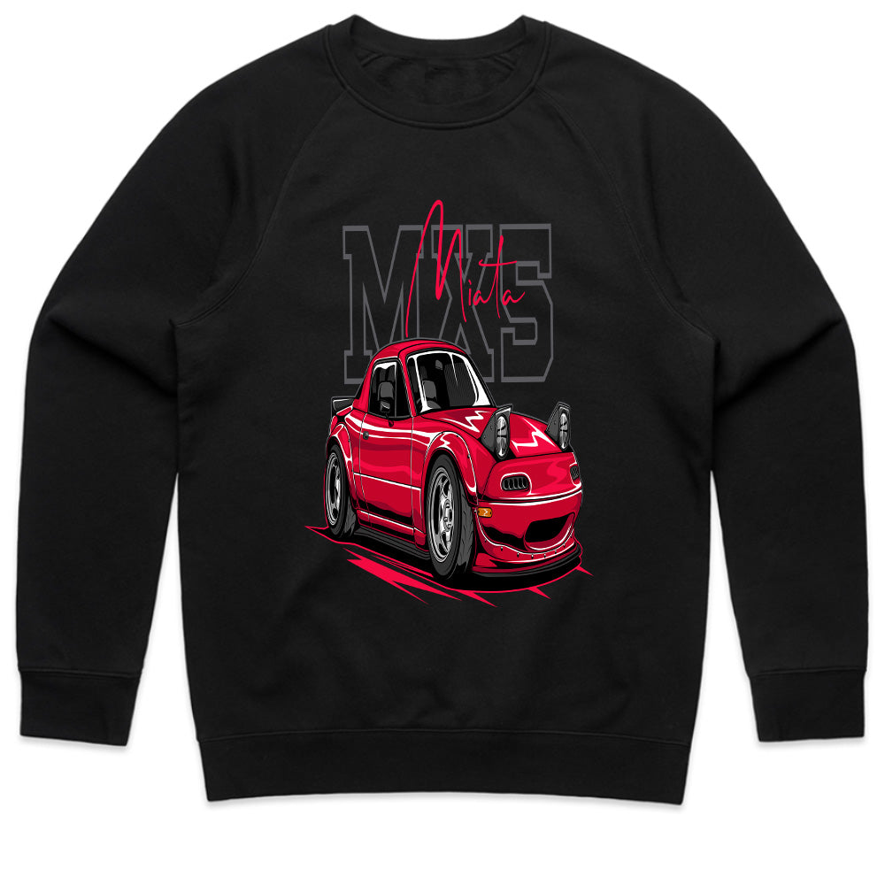 "White Mazda MX-5 Miata JDM Car Graphic T-Shirt – Classic NA Roadster Design"