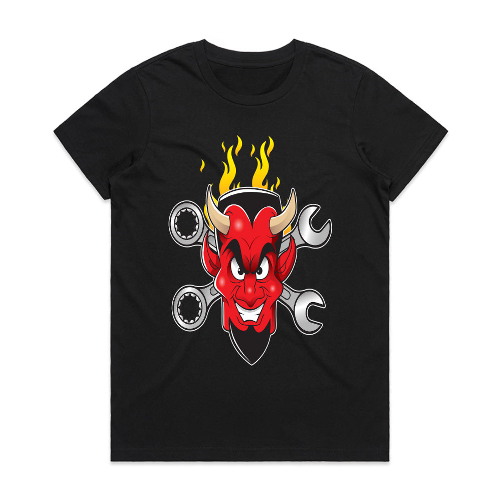 Hot Rod Devil – Wrenches & Flames" Mechanic & Car Enthusiast T-Shirt