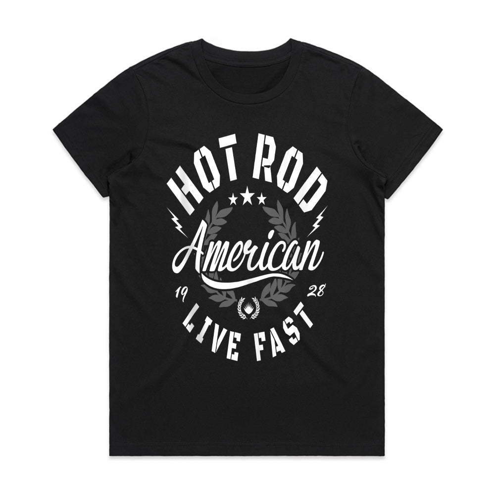 Hot Rod American – Live Fast Vintage Racing Tee