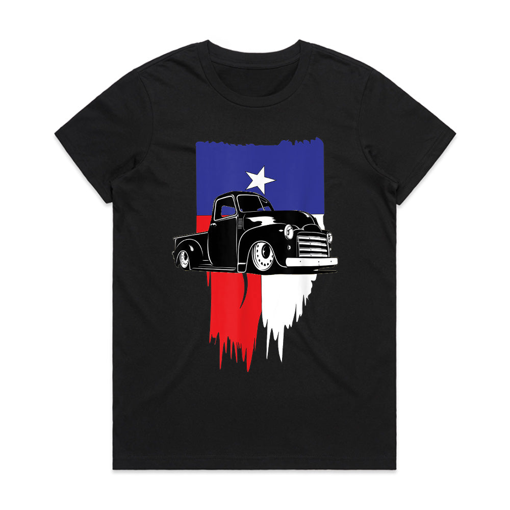 Texas Pride Vintage Truck T-Shirt – Classic Hot Rod & Lone Star Flag Design