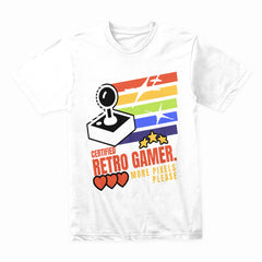 Certified Retro Gamer T-Shirt – Classic Arcade Joystick & Pixel Art