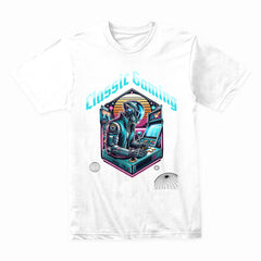 "Classic Gaming Cyberpunk T-Shirt – Retro Gamer Futuristic Design"