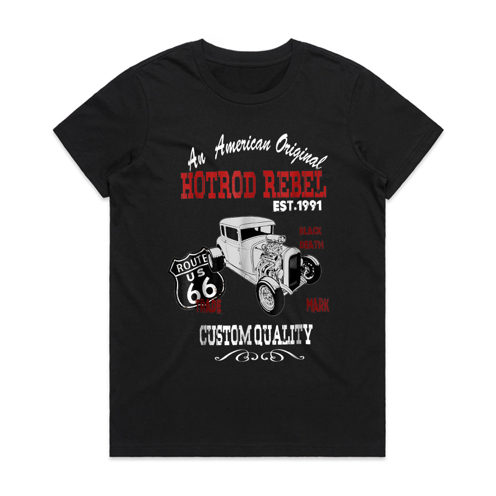 Hotrod Rebel Route 66 T-Shirt – Vintage Custom Quality American Classic Car Tee