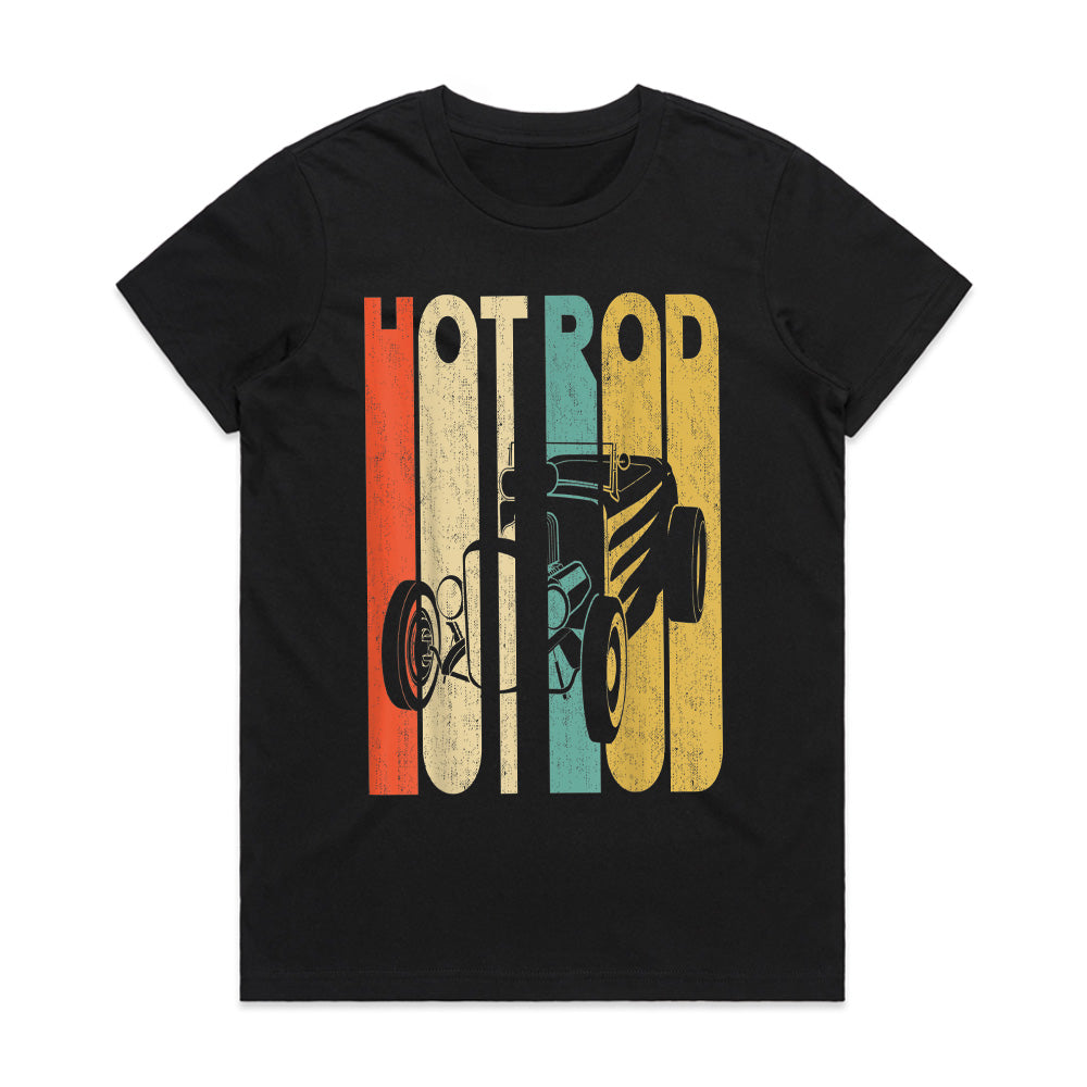 Vintage Retro Hot Rod Silhouette T-Shirt – Classic Car Design with Bold Colors