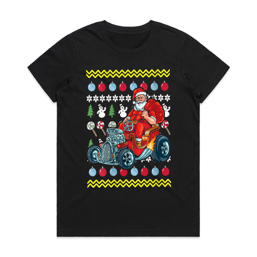 Santa’s Hot Rod Ugly Christmas Sweatshirt" – Vintage Holiday Car Enthusiast Gift