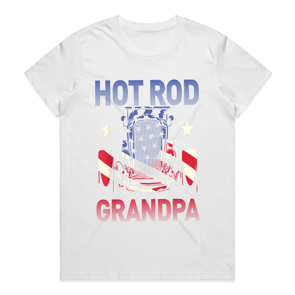 Hot Rod Grandpa – Patriotic American Flag Classic Car T-Shir