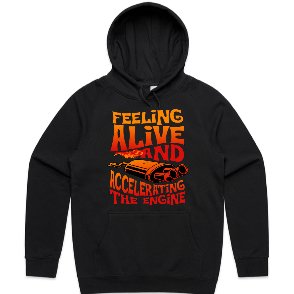 Feeling Alive & Accelerating T-Shirt – High-Speed Exhaust Flames Streetwear