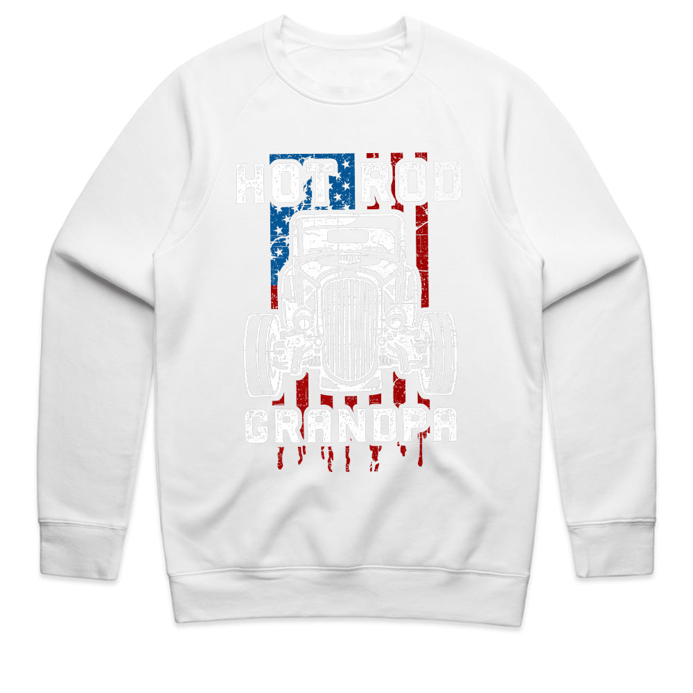 Hot Rod Grandpa – Classic American Flag Vintage Car T-Shirt