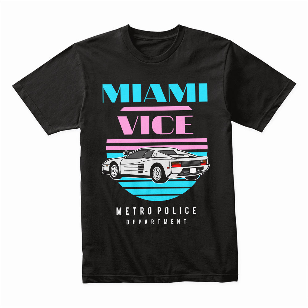 Miami Vice Retro 80s T-Shirt – Classic Supercar & Neon Aesthetic