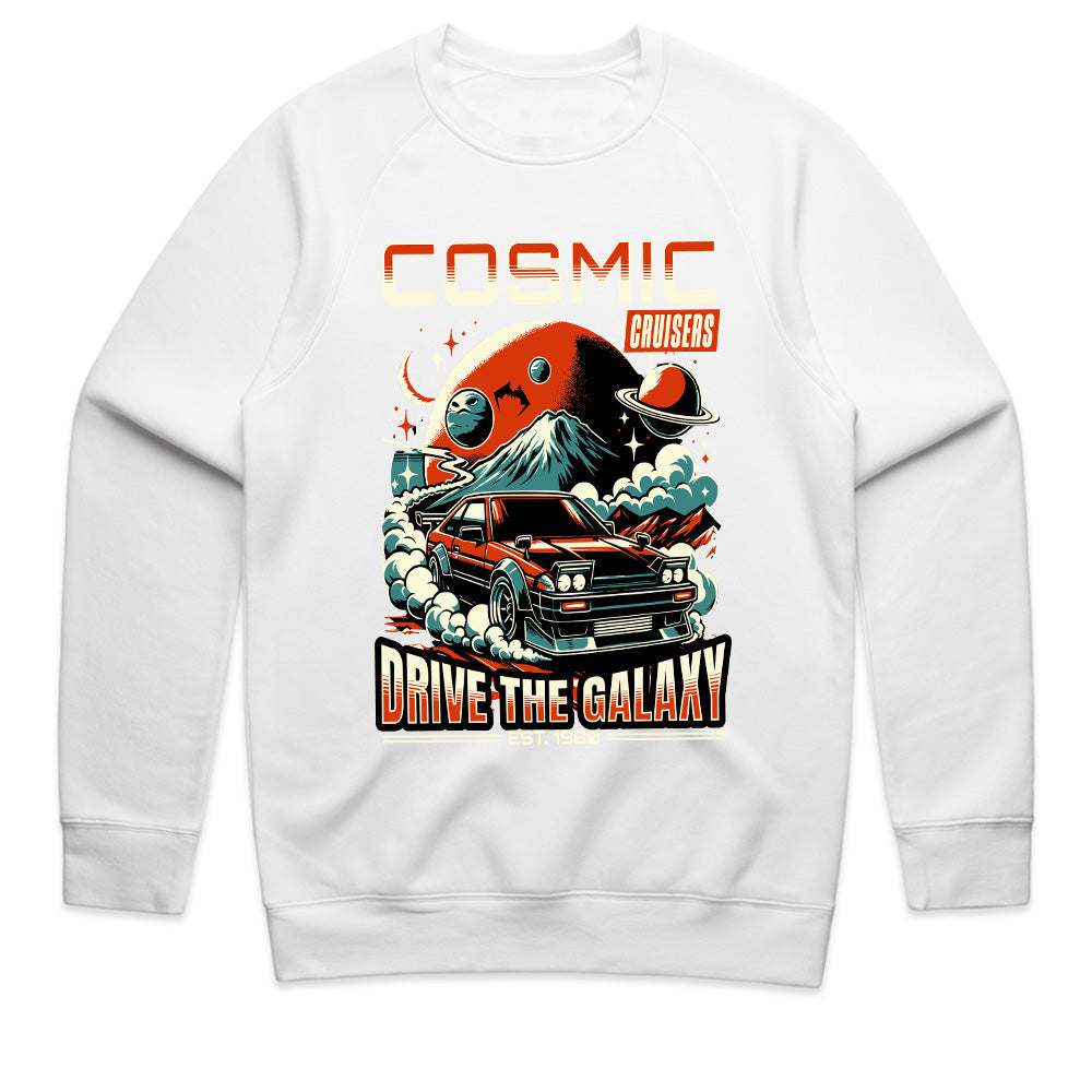 Cosmic Cruisers T-Shirt – Retro Futuristic JDM Car & Space Adventure Tee