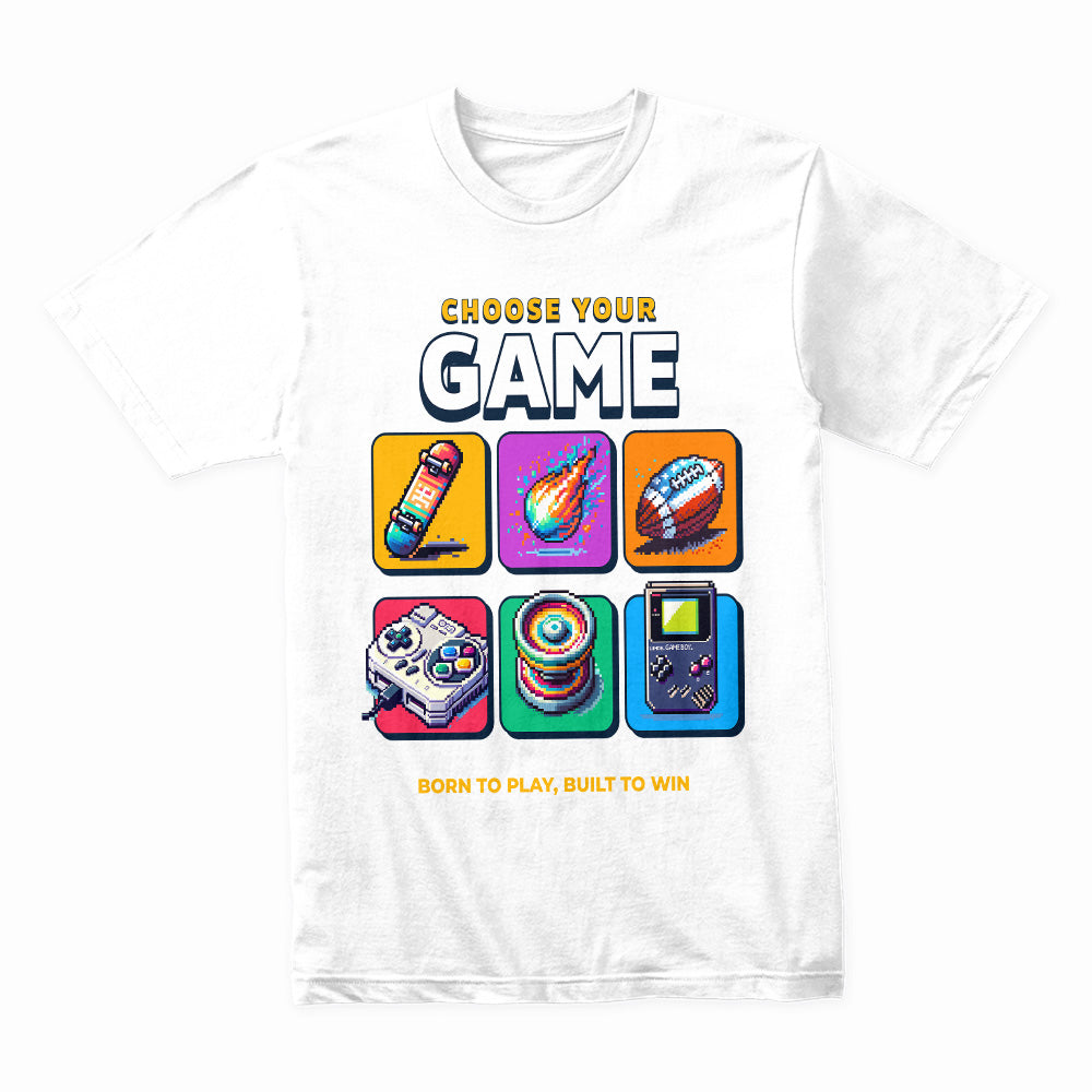 Choose Your Game – Retro Pixel Art Gamer T-Shirt