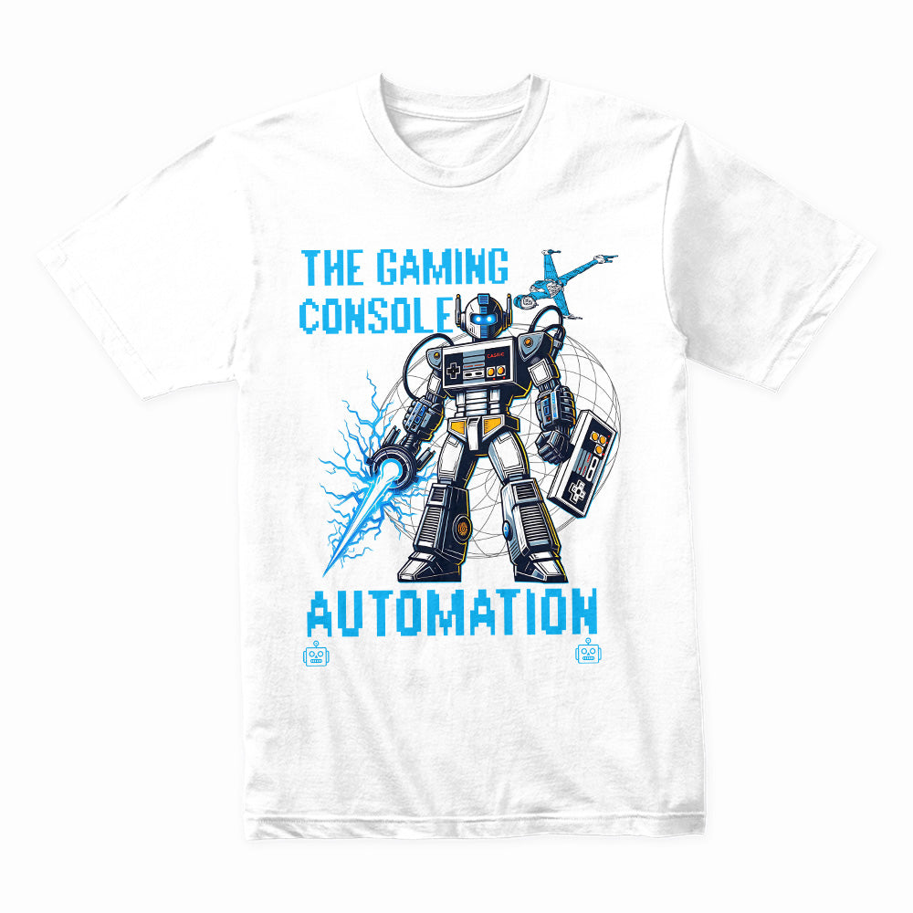 "The Gaming Console Automation" T-Shirt - Retro Mecha Gamer Design