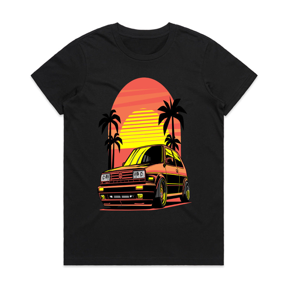 Retro Sunset VW Golf GTI Tee – Classic 80s Vibes