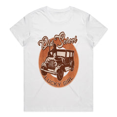Old School Lucky Girl Hot Rod T-Shirt – Vintage Classic Car Lover’s Tee