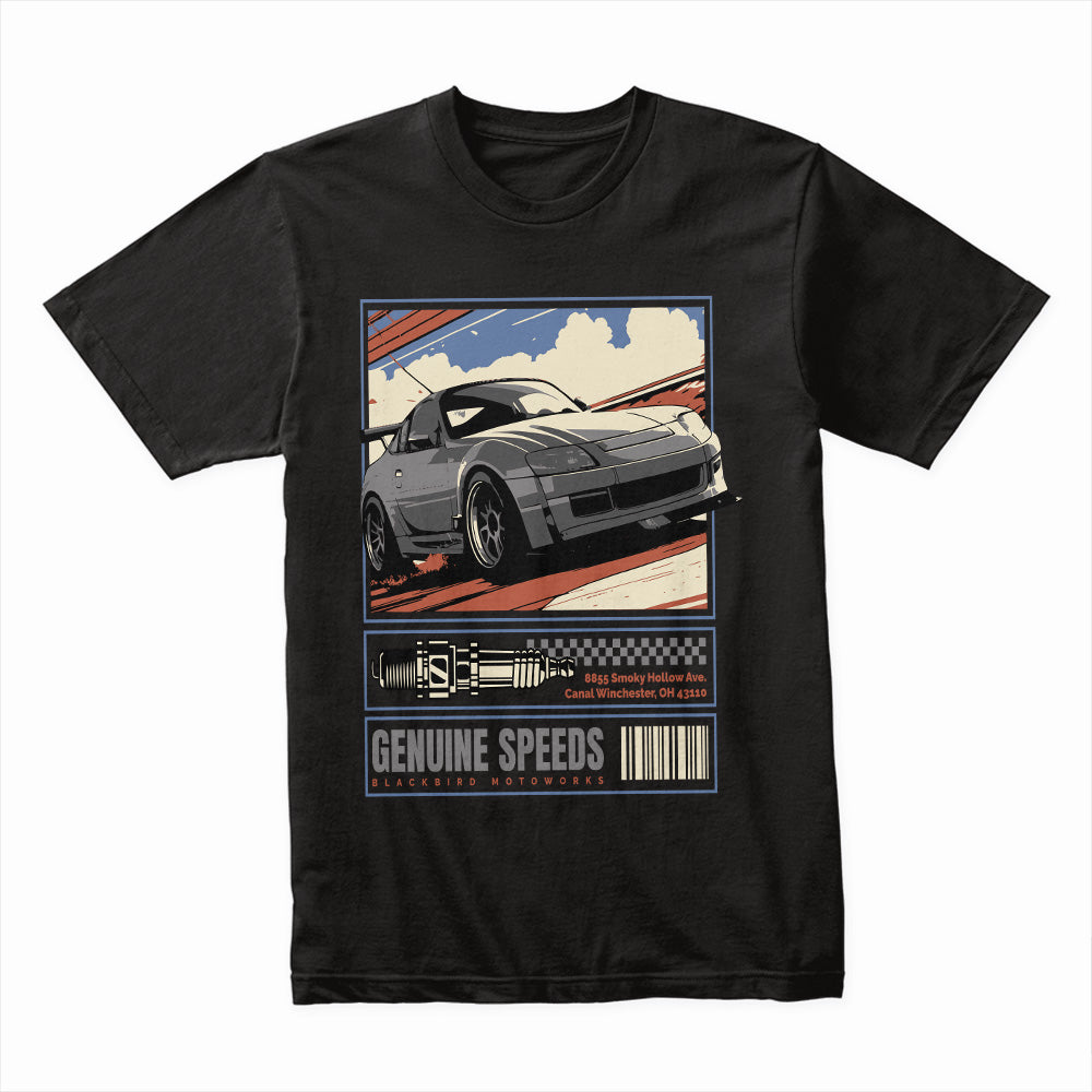 Genuine Speeds T-Shirt – Retro JDM Street Racing & Tuner Car Enthusiast Tee