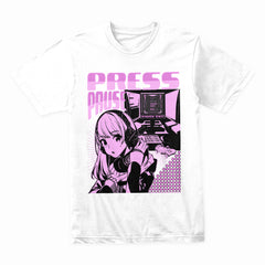 "Press Pause" Cyber Anime Gamer T-Shirt