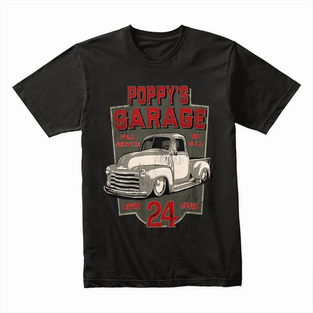 Poppy’s Garage Vintage Hot Rod T-Shirt – Classic Truck Retro Mechanic Tee