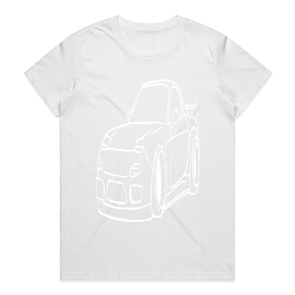 RX-7 Outline JDM T-Shirt – Minimalist Rotary Engine Sports Car Tee for Tuning & Drift Fans