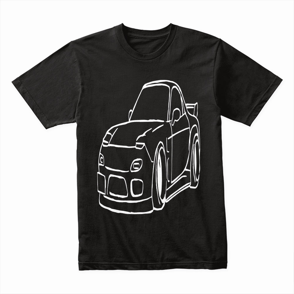 RX-7 Outline JDM T-Shirt – Minimalist Rotary Engine Sports Car Tee for Tuning & Drift Fans