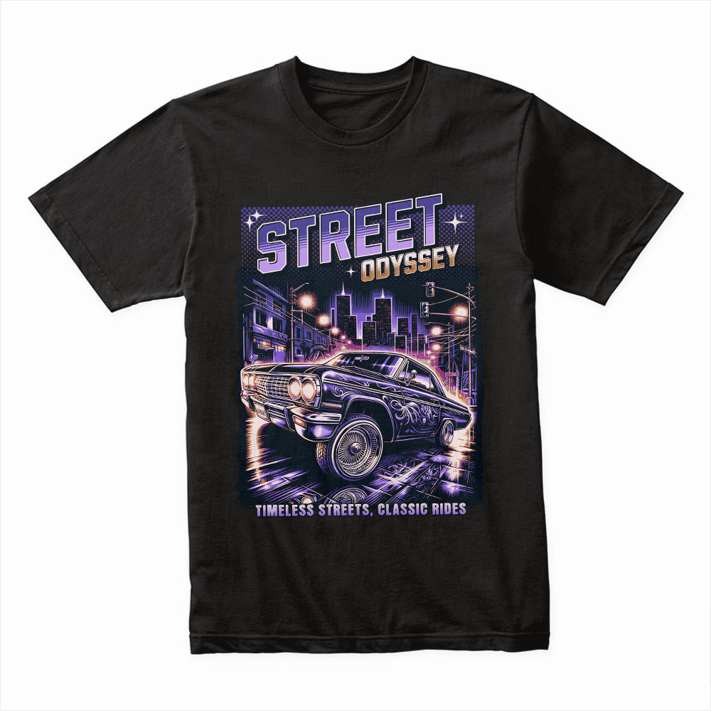 Street Odyssey – Timeless Streets, Classic Rides Graphic Tee