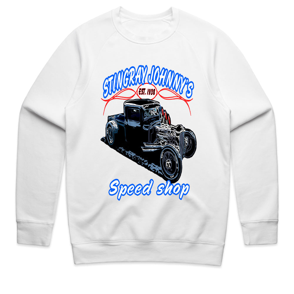 Stingray Johnny’s Speed Shop – Vintage Hot Rod Rat Rod T-Shirt