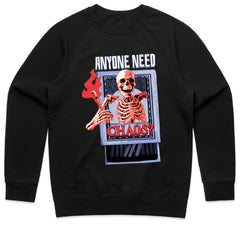 Anyone Need Chaos? – Retro Skeleton Inferno Graphic Tee"