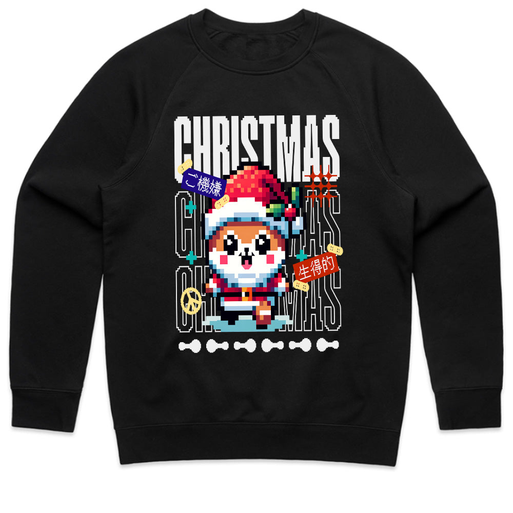 Pixel Santa Pug – Christmas Gamer Festive Graphic Tee