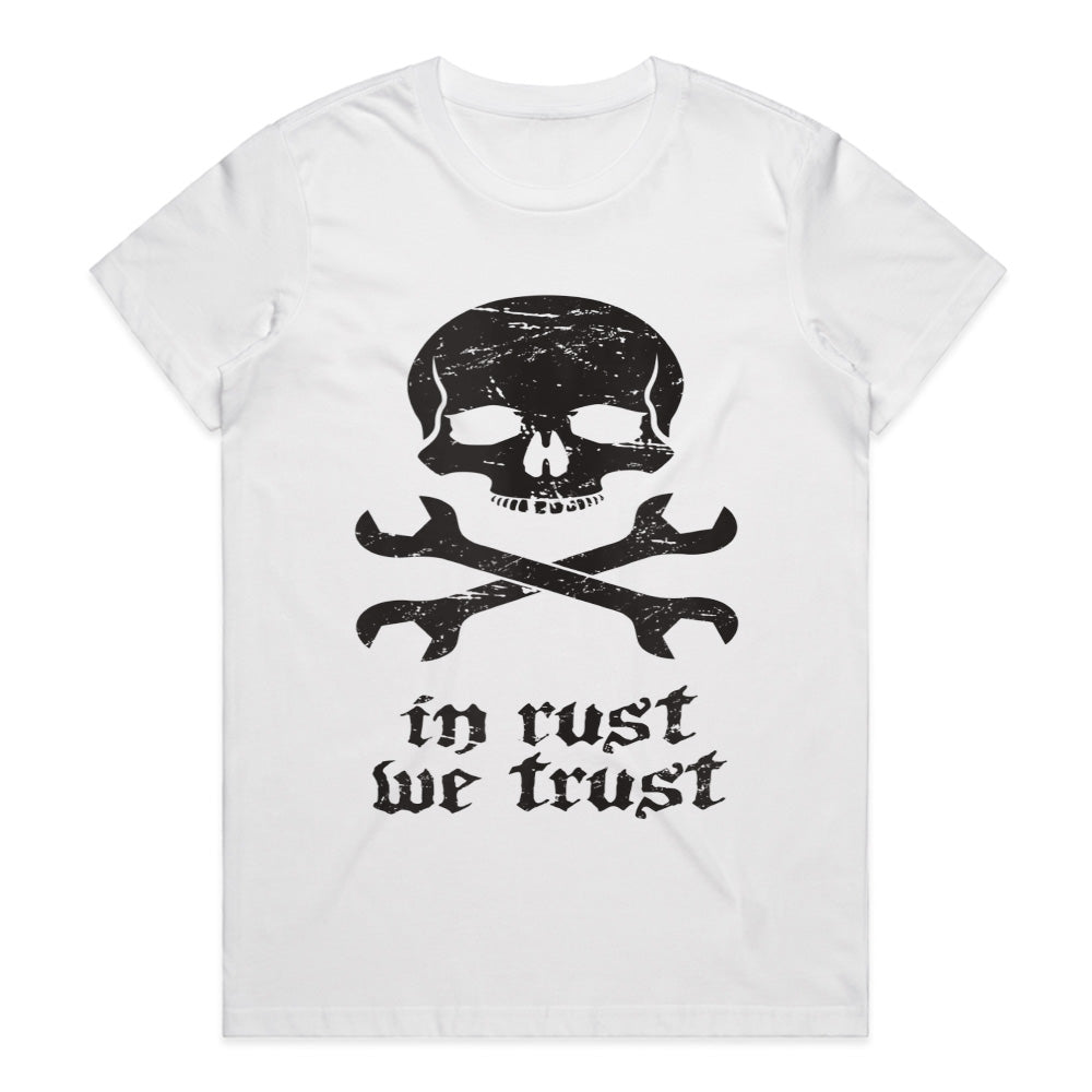 In Rust We Trust" Skull & Wrenches Mechanic T-Shirt