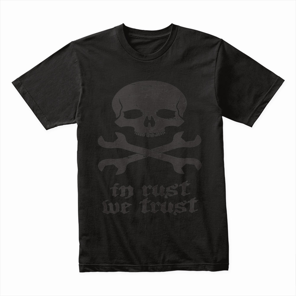 In Rust We Trust" Skull & Wrenches Mechanic T-Shirt